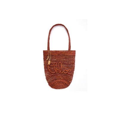 CHLOE SUMMER BANANA EMBELLISHED EMBROIDERED RAFFIA TOTE (29*25*8cm)